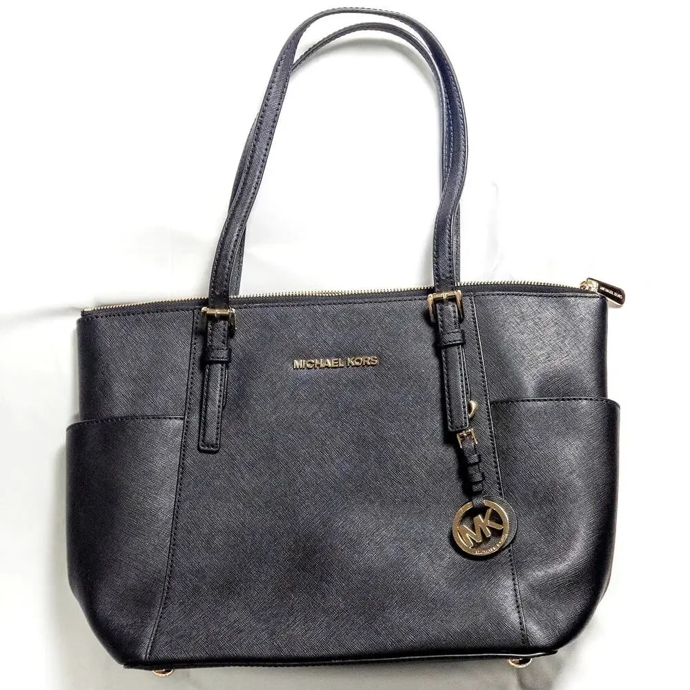 Michael Kors Jet Set Travel Top-Zip Textured Leather Structured Tote